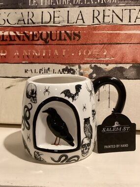 Salem St. Hand-Painted Halloween Raven Mug